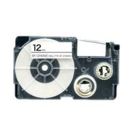 Kompatibilní páska s Casio XR-12HMWE, 12mm x 5,5m, flexibilní, černý tisk / bílý podklad