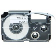 Kompatibilní páska s Casio XR-6HSWE, 6mm x 2m, černý tisk / bílý podklad, teplem smršťovací