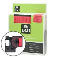 Kompatibilní páska s Dymo 43617, 6mm x 7m, černý tisk / červený podklad