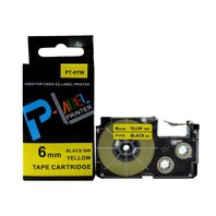 Kompatibilní páska s Casio XR-6YW1, 6mm x 8m, černý tisk / žlutý podklad